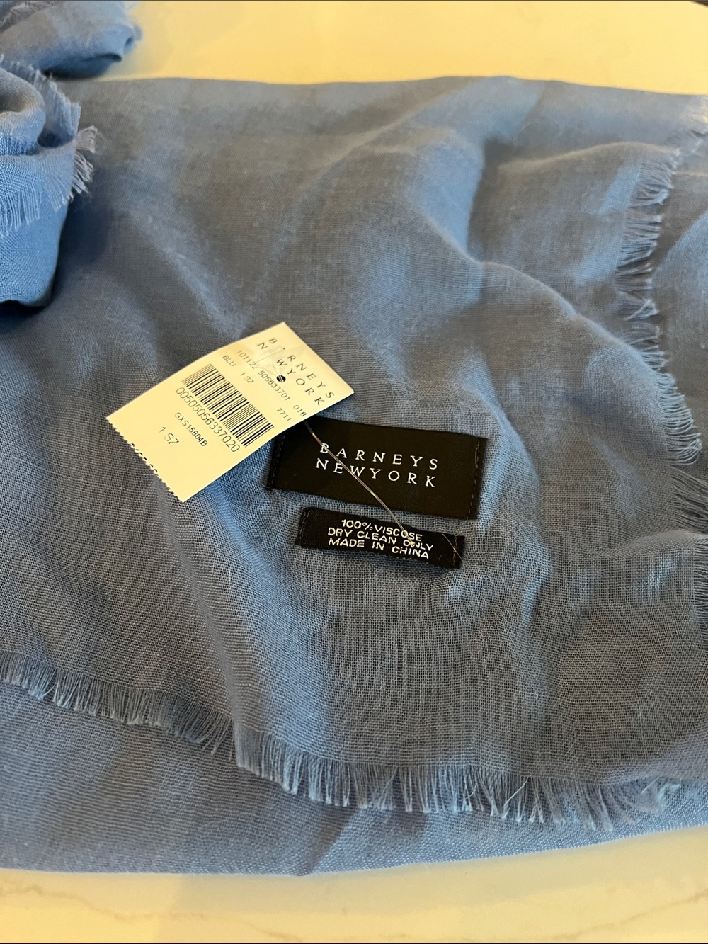 Barney's blue fringe scarf shawl